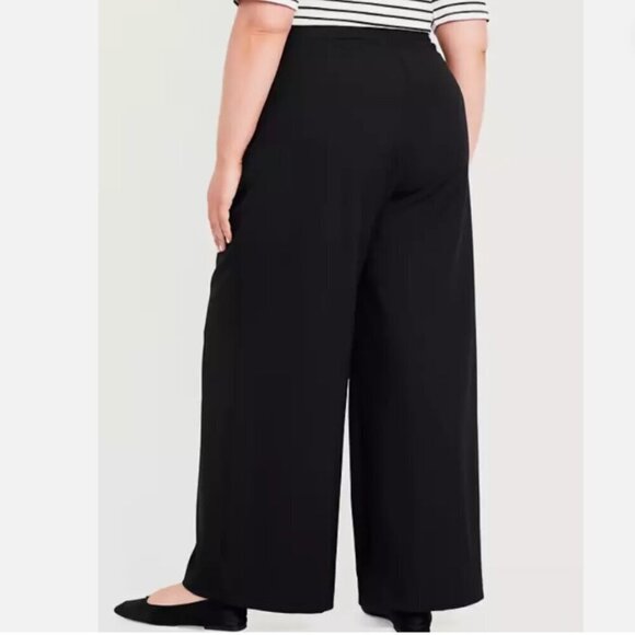 Old Navy Extra High-Waisted Super Wide-Leg Size 8 Black Pleated Drapey Pants $50 - Picture 6 of 11